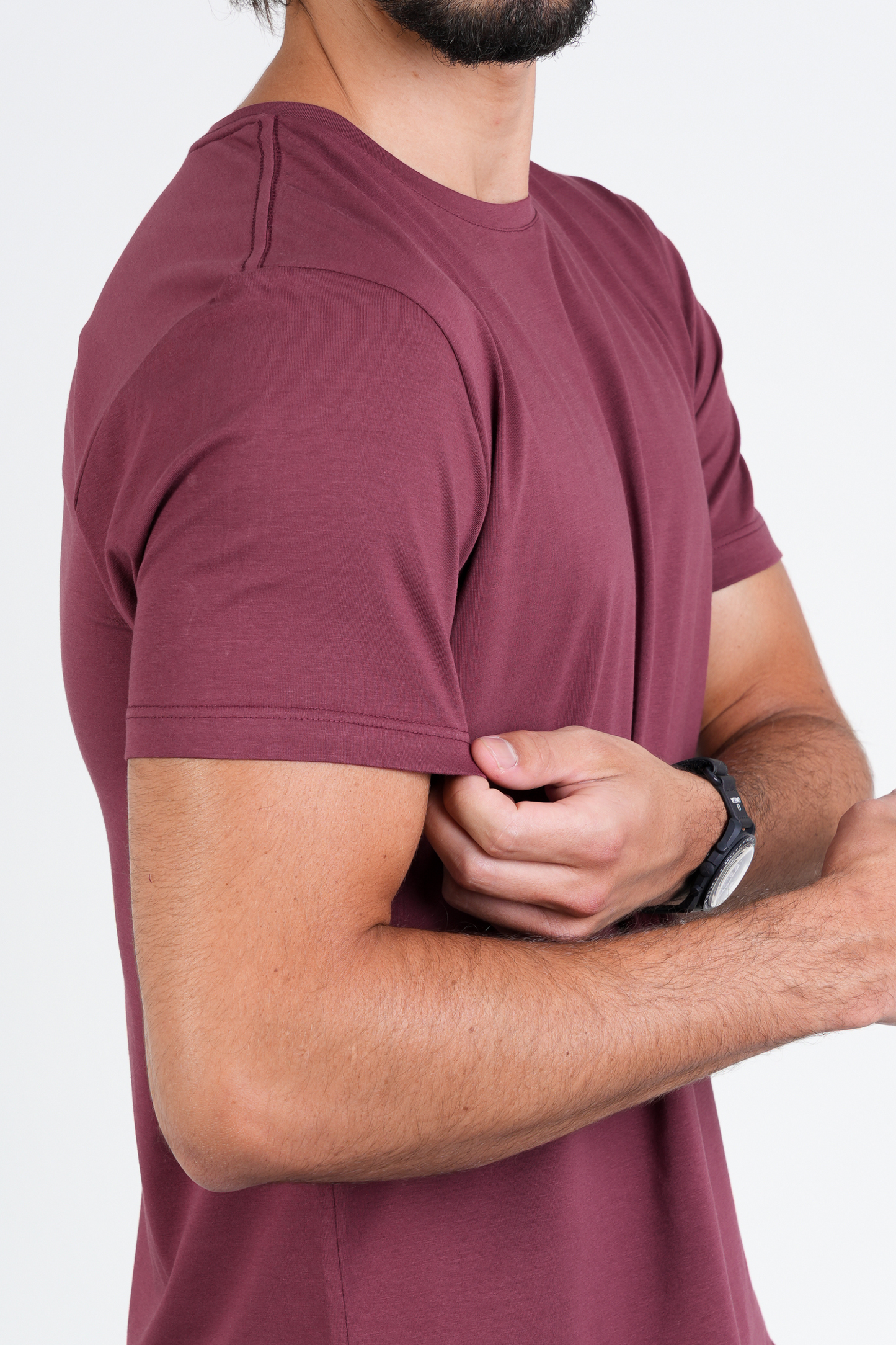Camiseta Algodão Egípcio Gola O Bordô