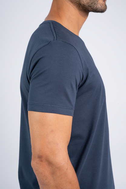 Camiseta Algodão Egípcio Gola O Azul marinho