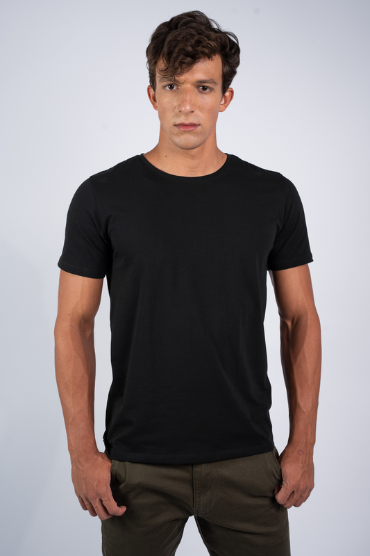 Camiseta Algodão Egípcio Gola O Preta