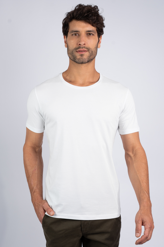 Camiseta Algodão Egípcio Gola O Branca